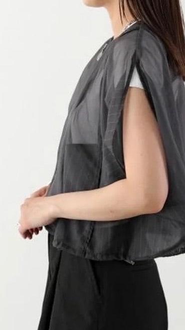 MARECHAL TERRE ZMT262BZ124 マルシャルテル ストライプ オガンジー ブルゾン IVORY (003) / GRAY (015) / CHARCOAL GRAY (017)