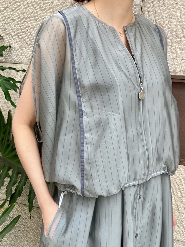 MARECHAL TERRE ZMT262BZ124 マルシャルテル ストライプ オガンジー ブルゾン IVORY (003) / GRAY (015) / CHARCOAL GRAY (017)