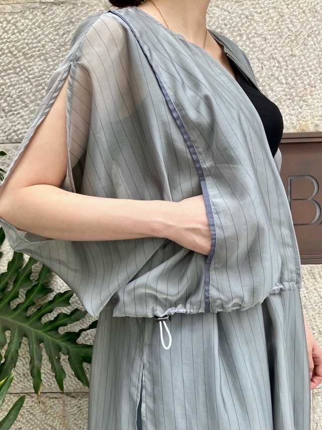 MARECHAL TERRE ZMT262BZ124 マルシャルテル ストライプ オガンジー ブルゾン IVORY (003) / GRAY (015) / CHARCOAL GRAY (017)