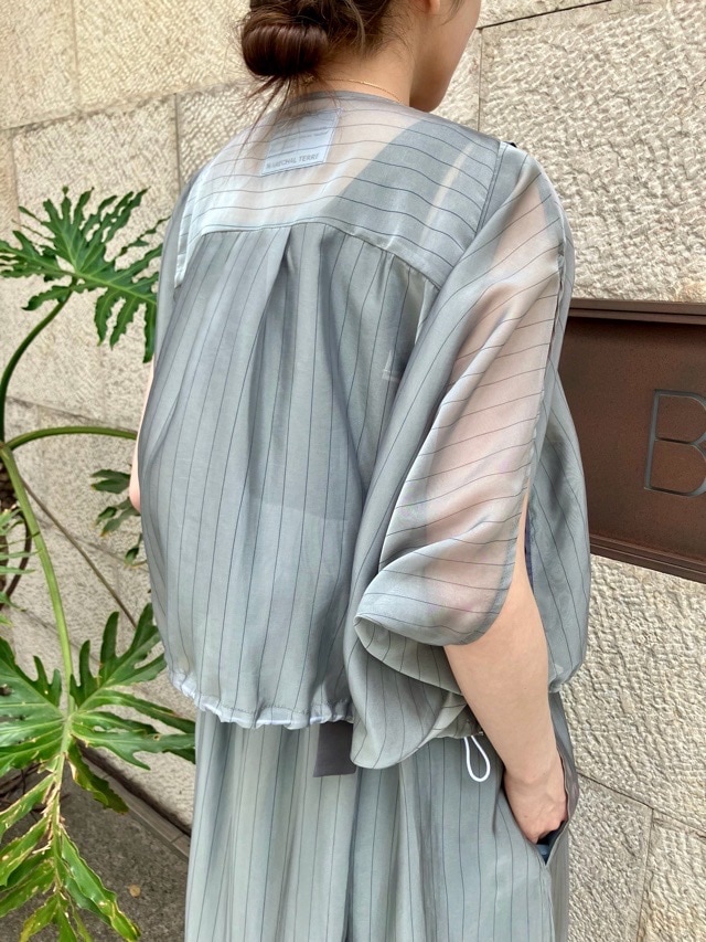 MARECHAL TERRE ZMT262BZ124 マルシャルテル ストライプ オガンジー ブルゾン IVORY (003) / GRAY (015) / CHARCOAL GRAY (017)