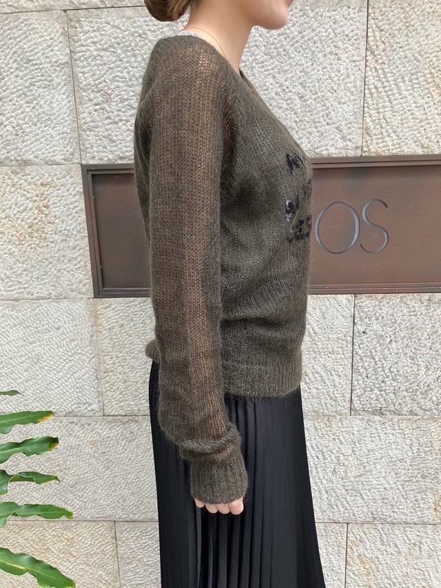 MAISON MAVERICK PRESENTS　 スパンコールロゴ ローゲージ ニット　　MM5072　KHAKI /BLACK /GRAY メゾン マヴェリック プレゼンツ