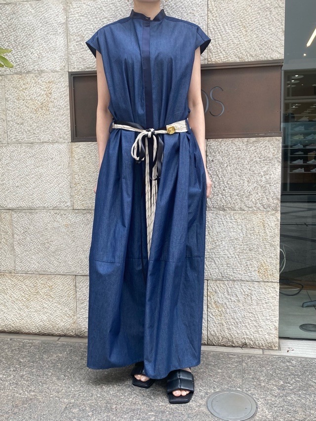 HARIKAE ロープ ベルト付き ノースリーブ ロングワンピース BLUE H0445 ハリカエ