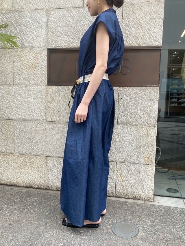 HARIKAE ロープ ベルト付き ノースリーブ ロングワンピース BLUE H0445 ハリカエ