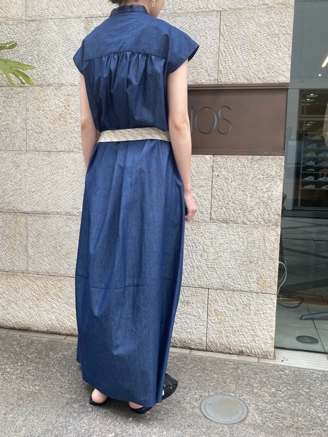 HARIKAE ロープ ベルト付き ノースリーブ ロングワンピース BLUE H0445 ハリカエ