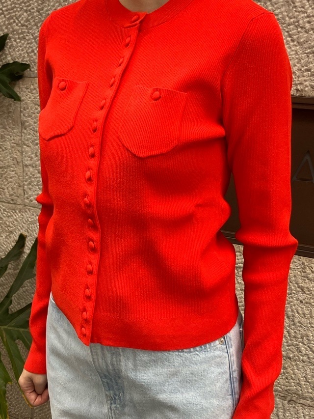 blackmeans クラッシュ加工カーディガン RED 未使用品 BEATINGHEART 胸ポケット くるみボタン カーディガン BK002L2