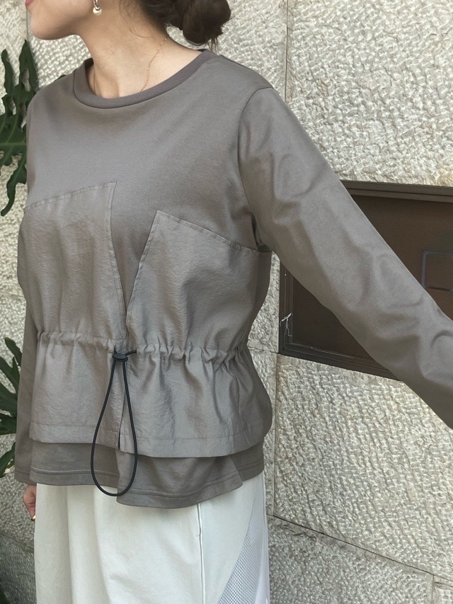 MARECHAL TERRE 　異素材 MIX コードストッパー プルオーバー　ZMT251CT012 （047）KHAKI　マルシャルテル