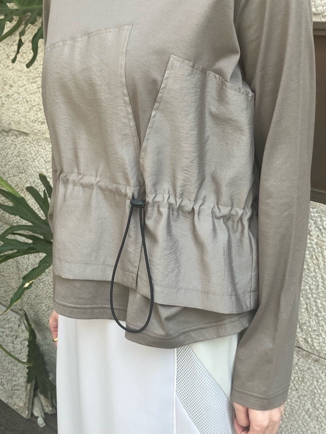 MARECHAL TERRE 　異素材 MIX コードストッパー プルオーバー　ZMT251CT012 （047）KHAKI　マルシャルテル