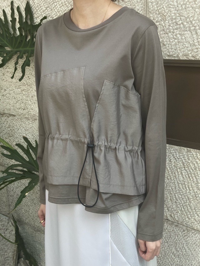 MARECHAL TERRE 　異素材 MIX コードストッパー プルオーバー　ZMT251CT012 （047）KHAKI　マルシャルテル