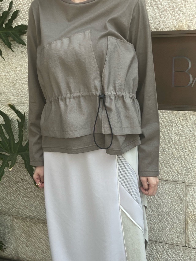 MARECHAL TERRE 　異素材 MIX コードストッパー プルオーバー　ZMT251CT012 （047）KHAKI　マルシャルテル