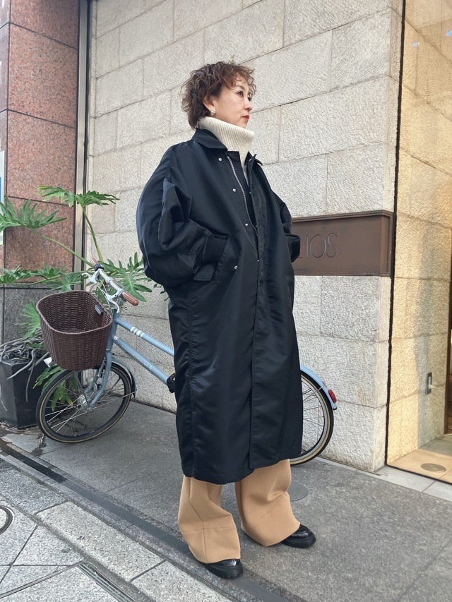 near.nippn ニア―ニッポン　 713-2526　ナイロンロングコート　ブラック