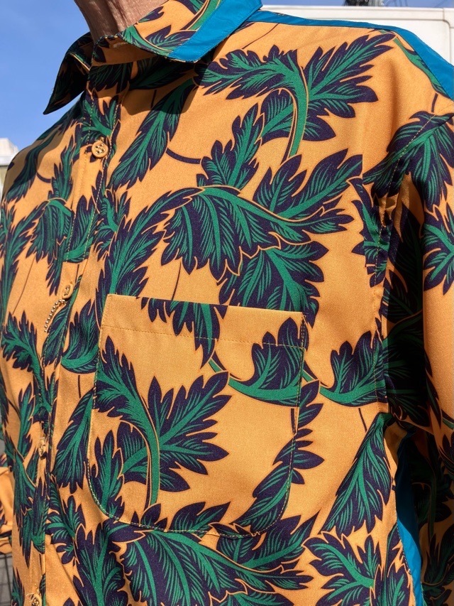White Mountaineering ボタニカル柄オープンカラーシャツＷＭ2671111　ホワイトマウンテニアリング　MUSTARD 