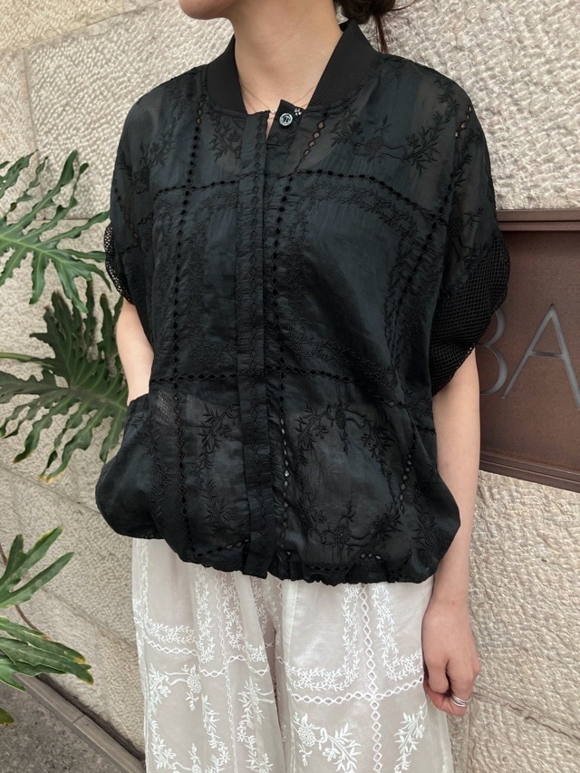 MARECHAL TERRE レースバルーンスリーブシャツブルゾン ZMT263BZ217 BLACK (009) / OFF WHITE (002) マルシャルテル