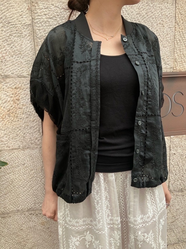 MARECHAL TERRE レースバルーンスリーブシャツブルゾン ZMT263BZ217 BLACK (009) / OFF WHITE (002) マルシャルテル