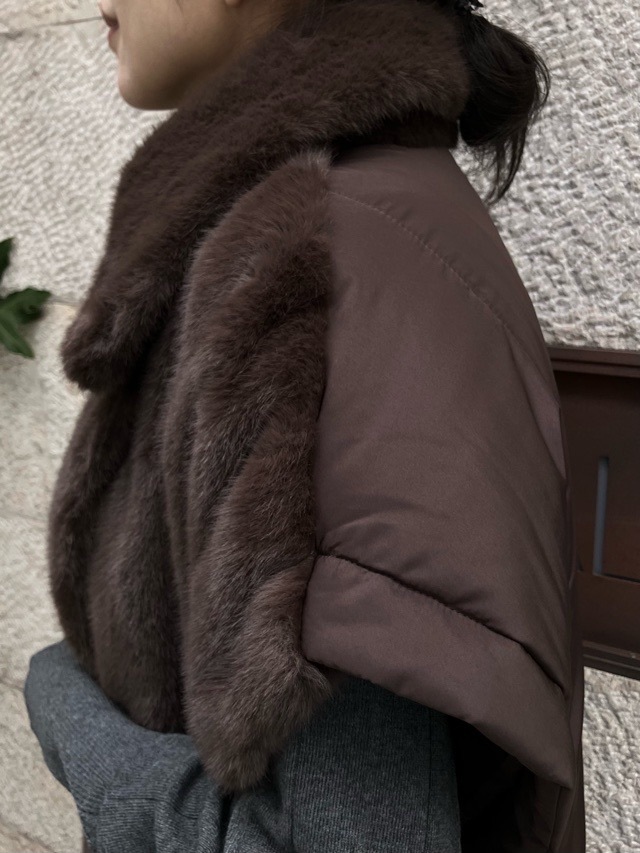 MARECHAL TERRE フェイクファースリ-ブレスアウター ZMT254VT313 (119)BLACK/(031)LIGHT BEIGE/(037)BROWNマルシャルテル