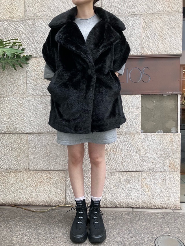 MARECHAL TERRE フェイクファースリ-ブレスアウター ZMT254VT313 (119)BLACK/(031)LIGHT BEIGE/(037)BROWNマルシャルテル