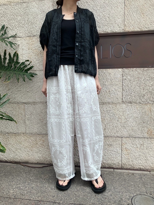 MARECHAL TERRE  レース ワイド コクーン パンツ    ZMT263PT218    BLACK (009) / OFF WHITE (002）　マルシャルテル