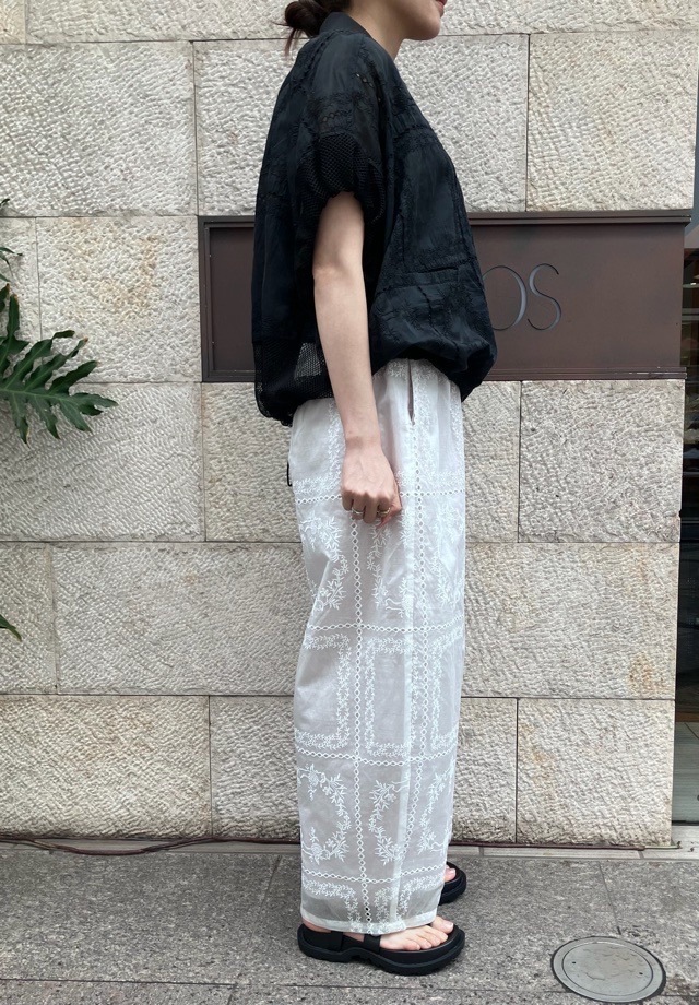 MARECHAL TERRE  レース ワイド コクーン パンツ    ZMT263PT218    BLACK (009) / OFF WHITE (002）　マルシャルテル