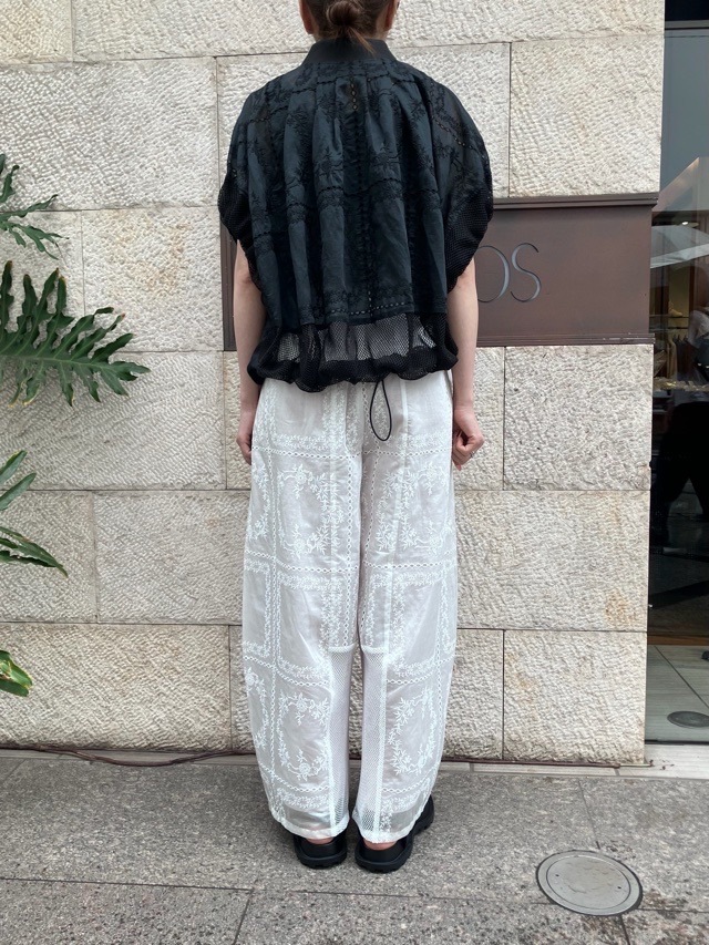 MARECHAL TERRE  レース ワイド コクーン パンツ    ZMT263PT218    BLACK (009) / OFF WHITE (002）　マルシャルテル
