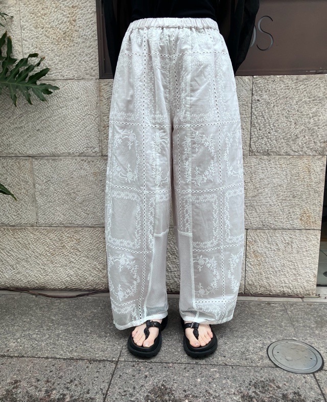 MARECHAL TERRE  レース ワイド コクーン パンツ    ZMT263PT218    BLACK (009) / OFF WHITE (002）　マルシャルテル