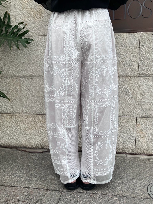 MARECHAL TERRE  レース ワイド コクーン パンツ    ZMT263PT218    BLACK (009) / OFF WHITE (002）　マルシャルテル
