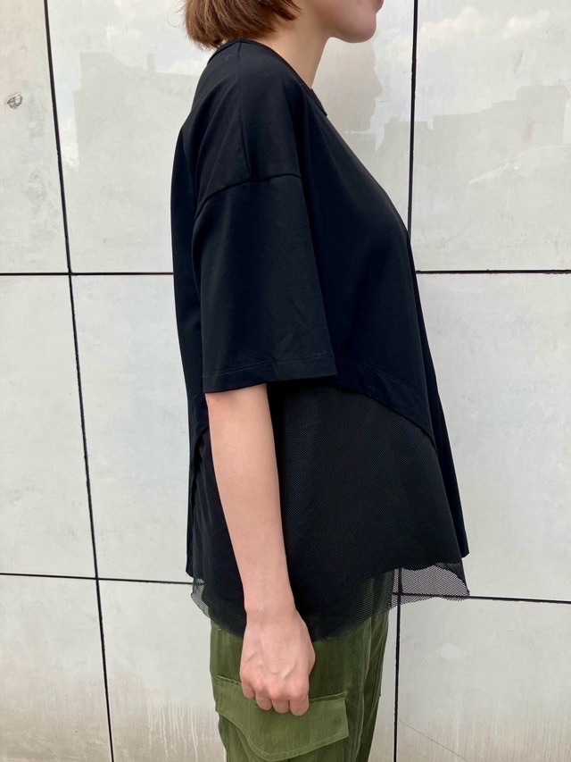 AULA AILA  メシュコンビネーションアシンメトリー T-SHIRT  アウラ アイラ 1241-08032