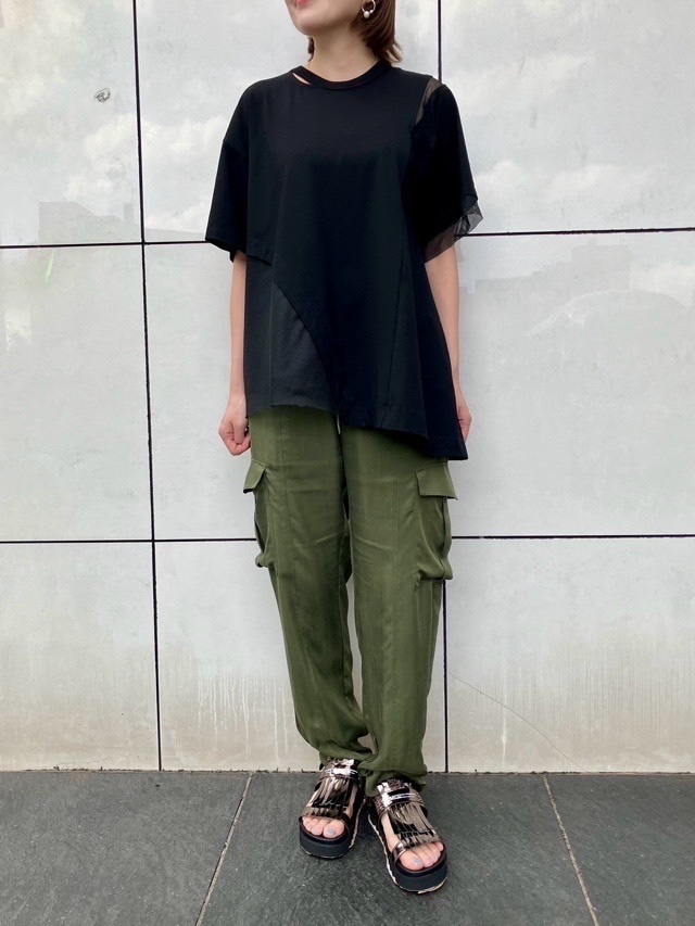 AULA AILA  メシュコンビネーションアシンメトリー T-SHIRT  アウラ アイラ 1241-08032