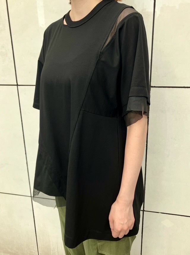 AULA AILA  メシュコンビネーションアシンメトリー T-SHIRT  アウラ アイラ 1241-08032
