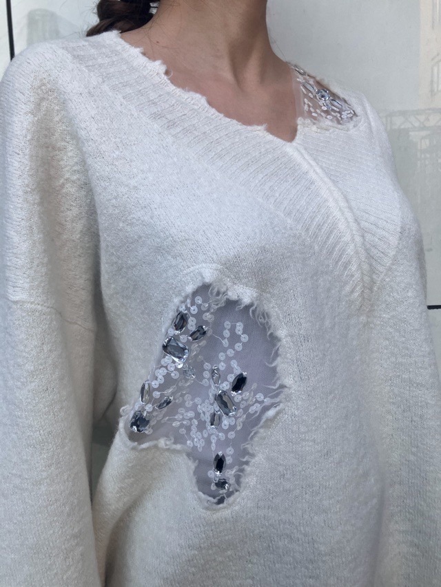 EZUMi エズミ エローデッド エンブロイダリ― セーター WHITE YEAW25KT05