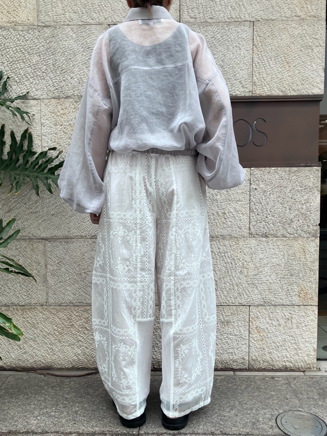 BEATINGHEART シアー オーガンジー ボリュームスリーブ シャツ ブラウス BB242M1 WHITE (N0) / GRAY (N2) / BLACK (N6) ビーティングハート