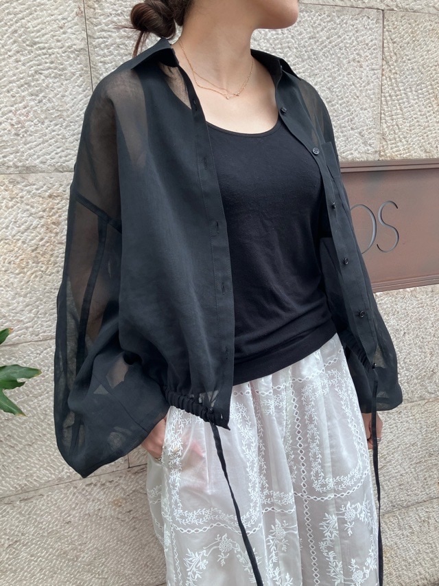 BEATINGHEART シアー オーガンジー ボリュームスリーブ シャツ ブラウス BB242M1 WHITE (N0) / GRAY (N2) / BLACK (N6) ビーティングハート