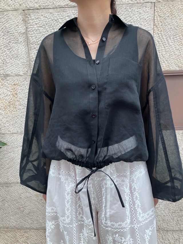 BEATINGHEART シアー オーガンジー ボリュームスリーブ シャツ ブラウス BB242M1 WHITE (N0) / GRAY (N2) / BLACK (N6) ビーティングハート