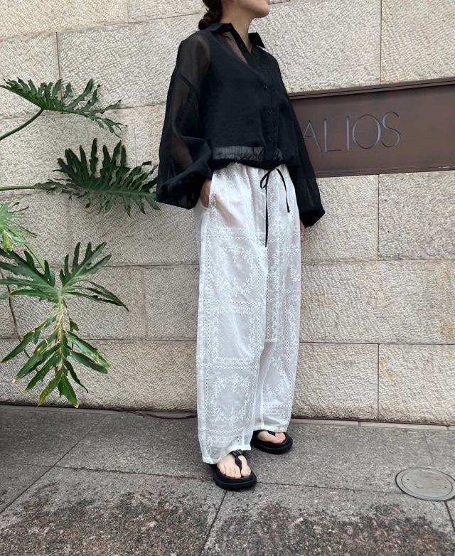 BEATINGHEART シアー オーガンジー ボリュームスリーブ シャツ ブラウス BB242M1 WHITE (N0) / GRAY (N2) / BLACK (N6) ビーティングハート