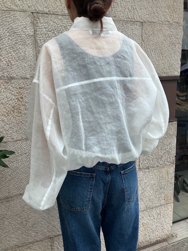 BEATINGHEART シアー オーガンジー ボリュームスリーブ シャツ ブラウス BB242M1 WHITE (N0) / GRAY (N2) / BLACK (N6) ビーティングハート