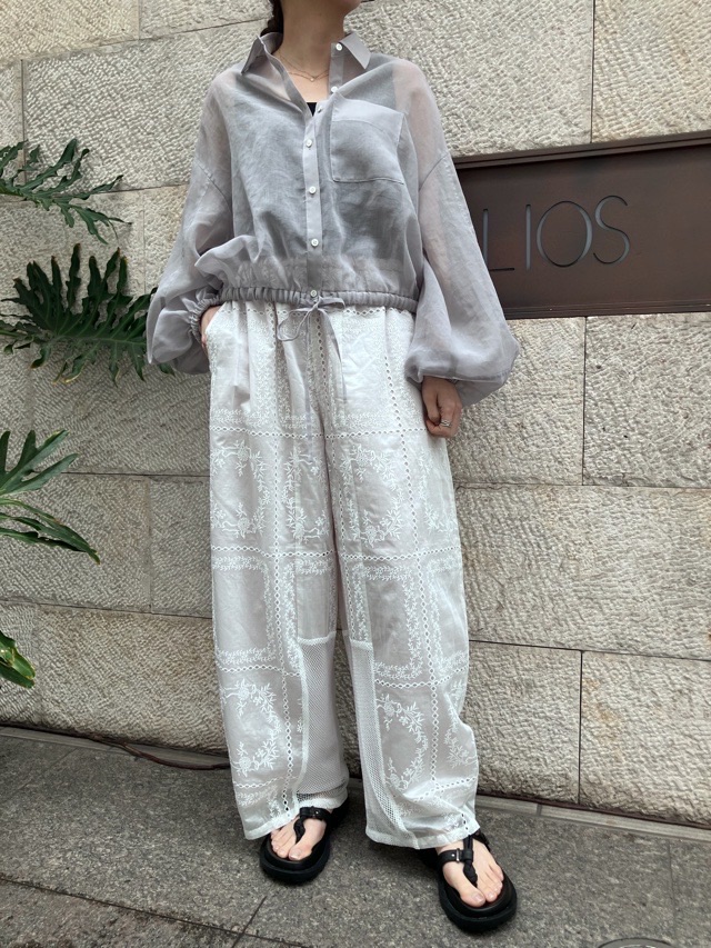 BEATINGHEART シアー オーガンジー ボリュームスリーブ シャツ ブラウス BB242M1 WHITE (N0) / GRAY (N2) / BLACK (N6) ビーティングハート