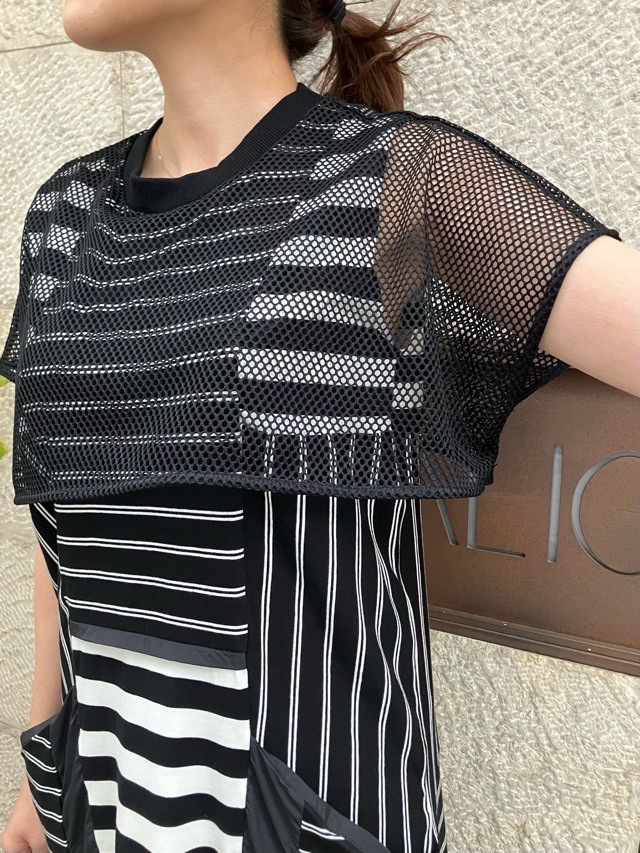 AULA AILA  ボーダー コンビネーション ワンピース ドレス  1252-03012  BLACK(19) /GRAY(12)/ WHITE(02)  アウラアイラ