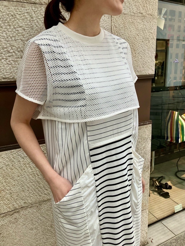 AULA AILA  ボーダー コンビネーション ワンピース ドレス  1252-03012  BLACK(19) /GRAY(12)/ WHITE(02)  アウラアイラ