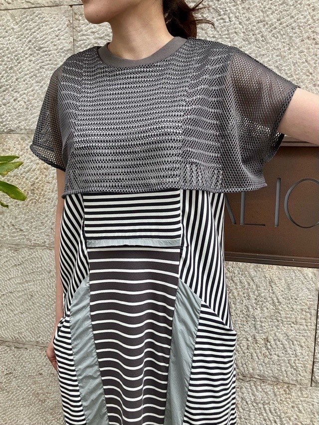 AULA AILA  ボーダー コンビネーション ワンピース ドレス  1252-03012  BLACK(19) /GRAY(12)/ WHITE(02)  アウラアイラ