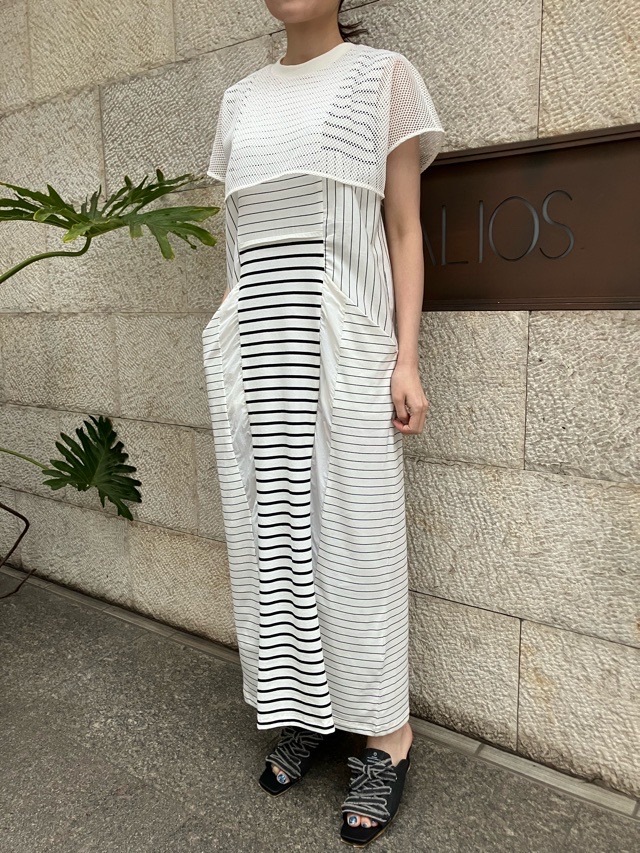 AULA AILA  ボーダー コンビネーション ワンピース ドレス  1252-03012  BLACK(19) /GRAY(12)/ WHITE(02)  アウラアイラ