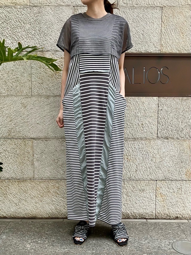 AULA AILA  ボーダー コンビネーション ワンピース ドレス  1252-03012  BLACK(19) /GRAY(12)/ WHITE(02)  アウラアイラ