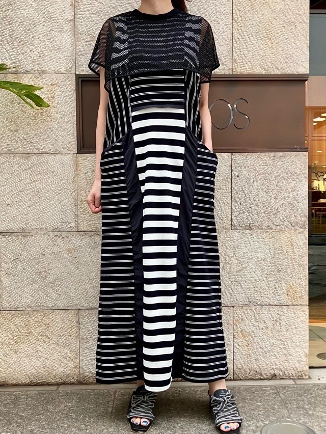 AULA AILA  ボーダー コンビネーション ワンピース ドレス  1252-03012  BLACK(19) /GRAY(12)/ WHITE(02)  アウラアイラ