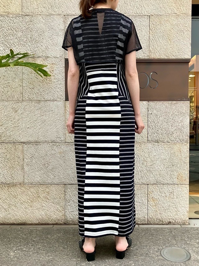 AULA AILA  ボーダー コンビネーション ワンピース ドレス  1252-03012  BLACK(19) /GRAY(12)/ WHITE(02)  アウラアイラ