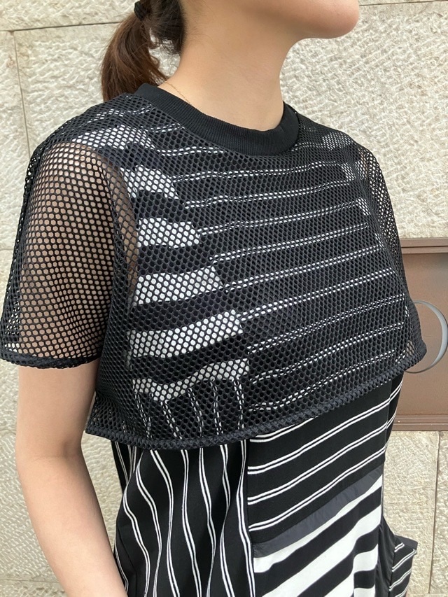 AULA AILA  ボーダー コンビネーション ワンピース ドレス  1252-03012  BLACK(19) /GRAY(12)/ WHITE(02)  アウラアイラ