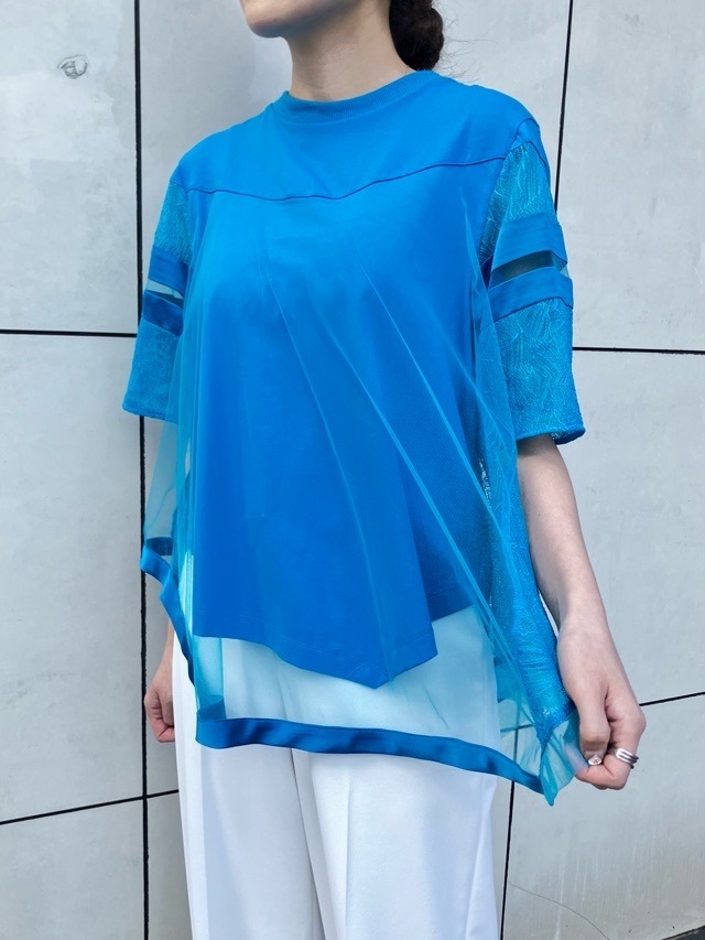 AULA AILA レース チュニック Tシャツ BLUE(92) / WHITE(02)/ BLACK(19) 1252-08011 アウラ アイラ