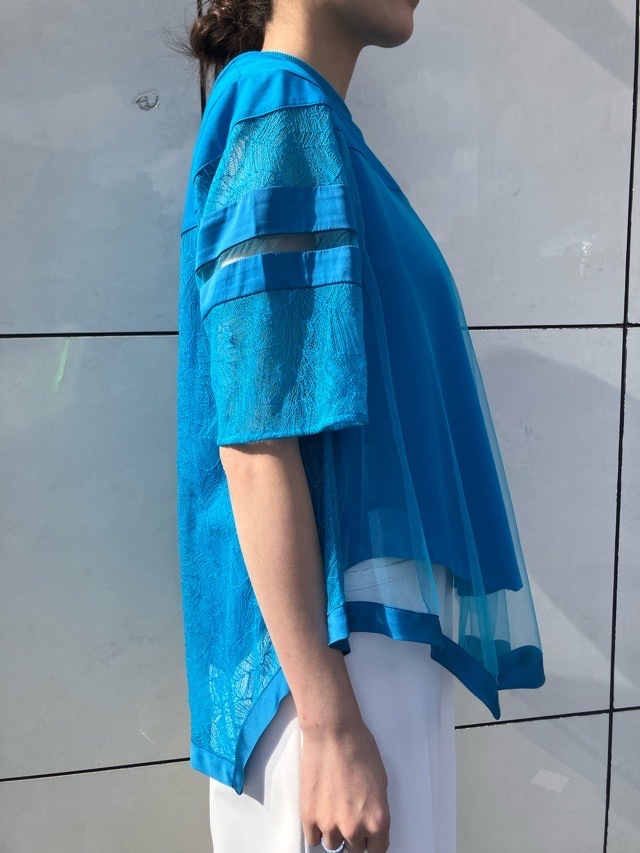 AULA AILA レース チュニック Tシャツ BLUE(92) / WHITE(02)/ BLACK(19) 1252-08011 アウラ アイラ