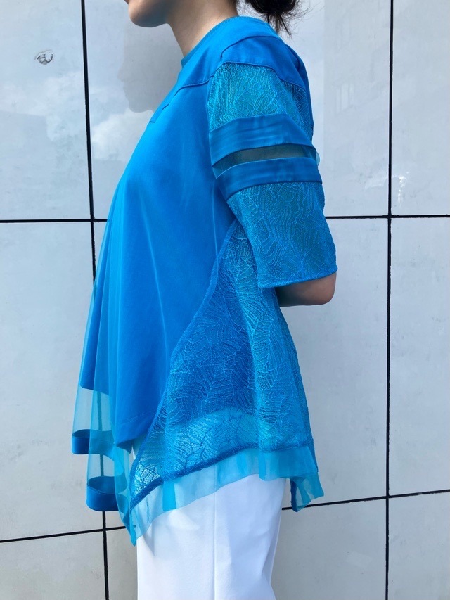 AULA AILA レース チュニック Tシャツ BLUE(92) / WHITE(02)/ BLACK(19) 1252-08011 アウラ アイラ