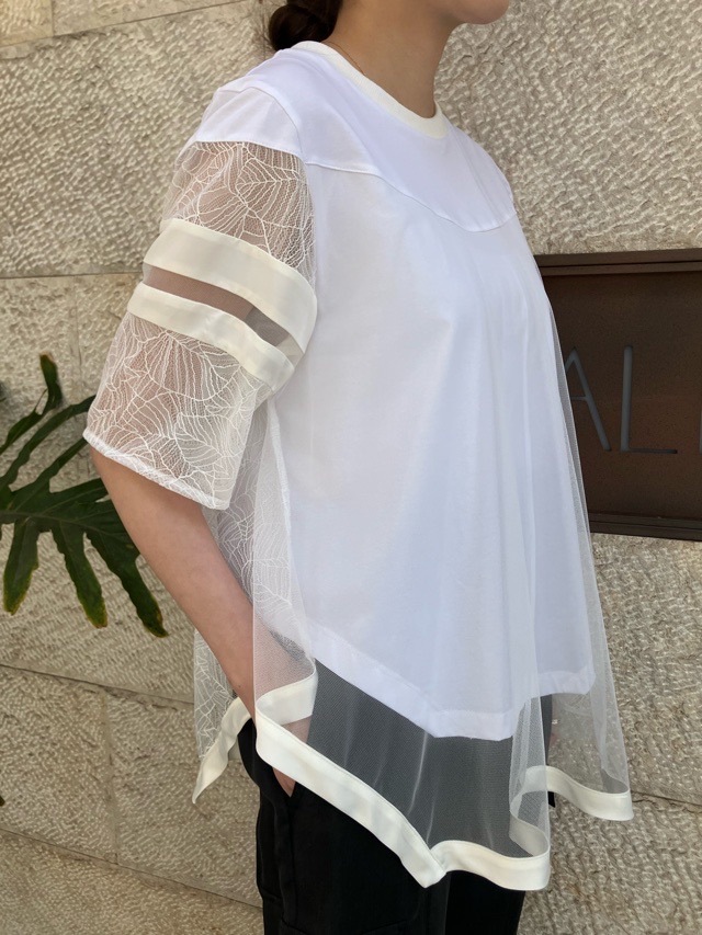 AULA AILA レース チュニック Tシャツ BLUE(92) / WHITE(02)/ BLACK(19) 1252-08011 アウラ アイラ