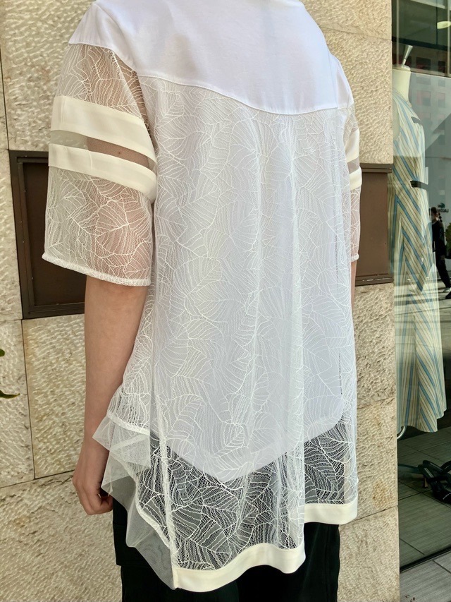 AULA AILA レース チュニック Tシャツ BLUE(92) / WHITE(02)/ BLACK(19) 1252-08011 アウラ アイラ