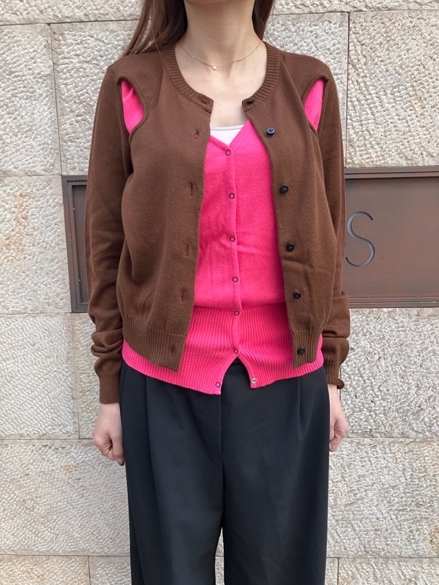 AKANE UTSUNOMIYA アカネ ウツノミヤ  イミテーションニットカーディガン  SPA-FK02-1001　GREY/BROWN 