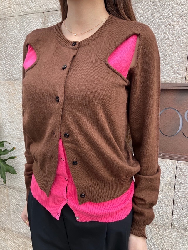 AKANE UTSUNOMIYA アカネ ウツノミヤ  イミテーションニットカーディガン  SPA-FK02-1001　GREY/BROWN 