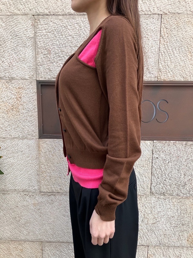 AKANE UTSUNOMIYA アカネ ウツノミヤ  イミテーションニットカーディガン  SPA-FK02-1001　GREY/BROWN 